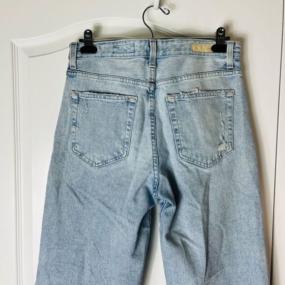 AG Adriano Goldschmied Saige Wide Leg Crop High Rise Jeans 30 Raw Hem Distressed - Picture 5 of 8